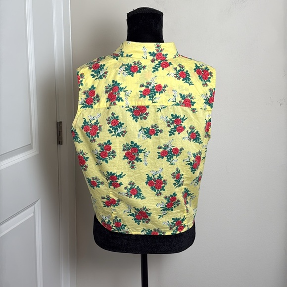 Lauren Ralph Lauren Vintage Button Down Tie Front Blouse Rose Print Size XL - Picture 6 of 7